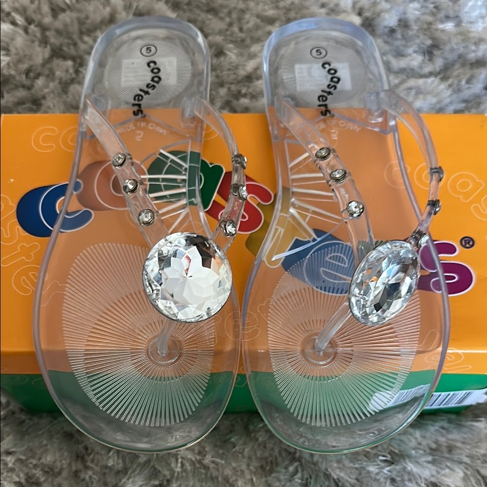 Kids Clear Sandals with Gem Accents NIB